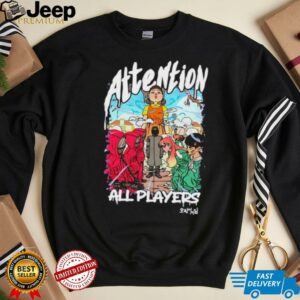 Squid Game 3 attention all players anime shirt