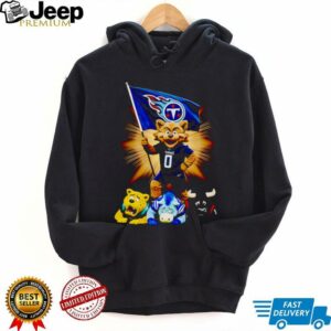 Tennessee Titans mascot standing with flag shirt