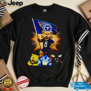 Tennessee Titans mascot standing with flag shirt