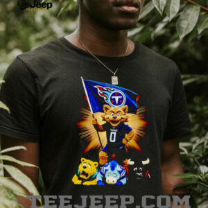 Tennessee Titans mascot standing with flag shirt