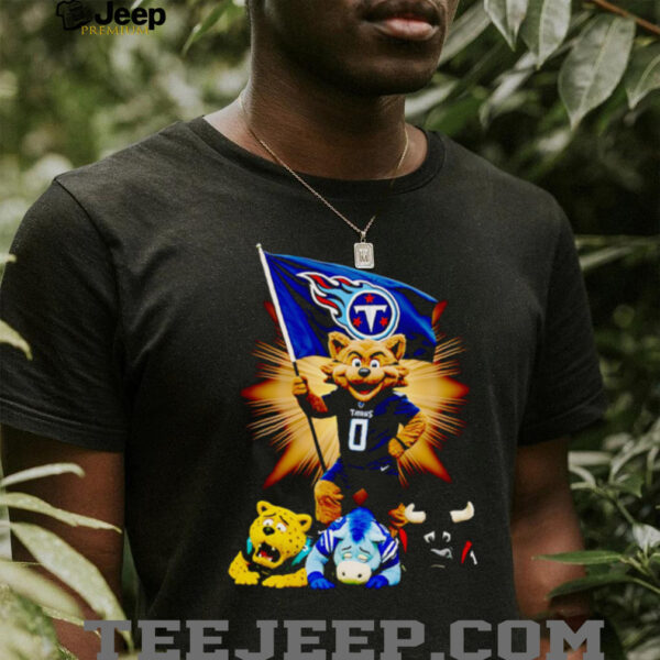 Tennessee Titans mascot standing with flag shirt