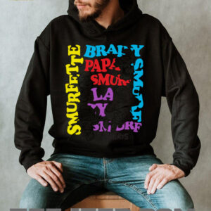 The Smurfs Character Outlines and Groovy Text Cartoon Shirt