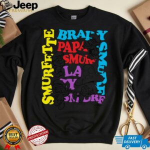 The Smurfs Character Outlines and Groovy Text Cartoon Shirt