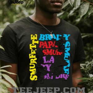 The Smurfs Character Outlines and Groovy Text Cartoon Shirt