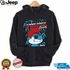The Smurfs Chrome and Lightning Papa Smurf Retro Cartoon Shirt