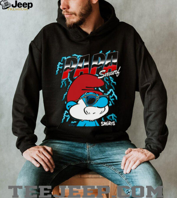 The Smurfs Chrome and Lightning Papa Smurf Retro Cartoon Shirt
