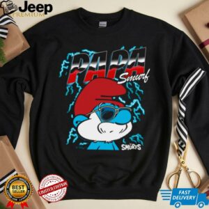 The Smurfs Chrome and Lightning Papa Smurf Retro Cartoon Shirt