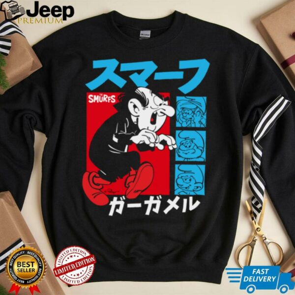 The Smurfs Gargamel Kanji Collage Vintage Cartoon Shirt