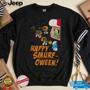 The Smurfs Happy Smurf oween Halloween Pumpkin Retro Cartoon Shirt