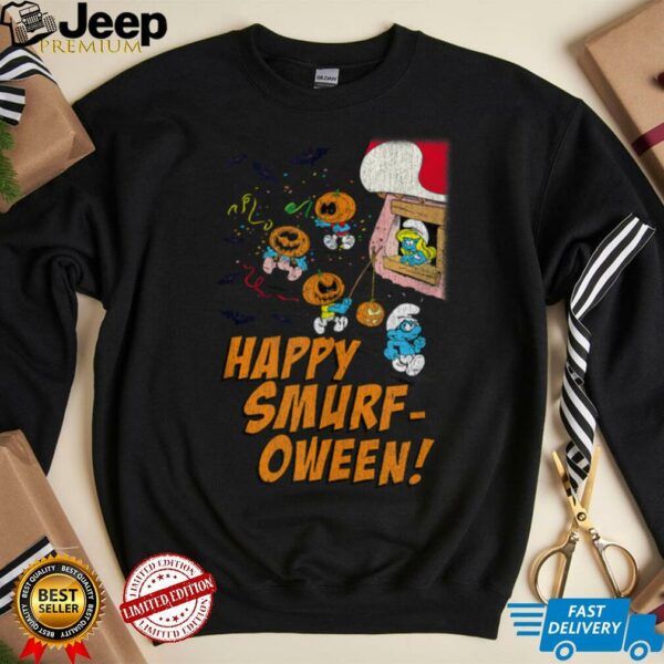 The Smurfs Happy Smurf oween Halloween Pumpkin Retro Cartoon Shirt