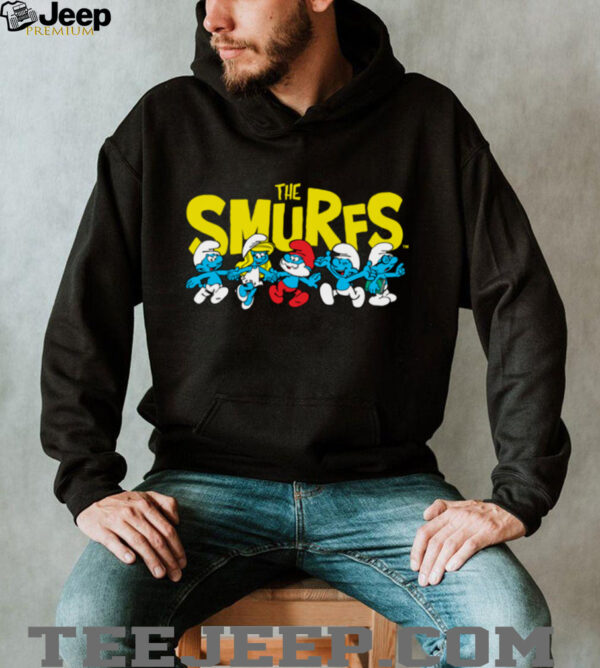 The Smurfs Logo with Smurfs Cast Retro Cartoon Shirt