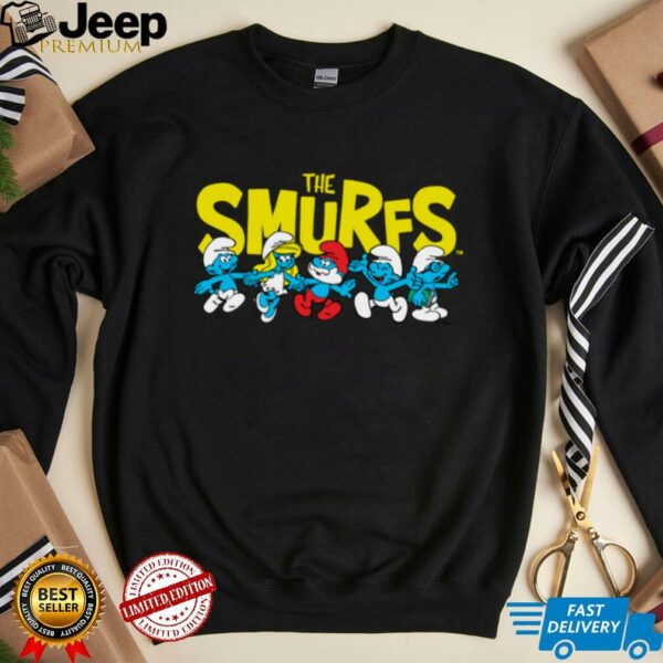 The Smurfs Logo with Smurfs Cast Retro Cartoon Shirt