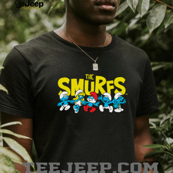 The Smurfs Logo with Smurfs Cast Retro Cartoon Shirt