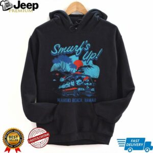The Smurfs Smurf's Up Retro Waikiki Beach Van Travel Cartoon Raglan Shirt
