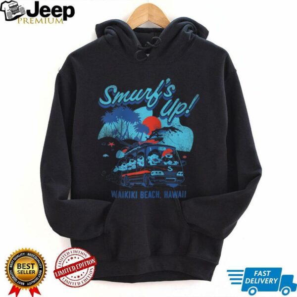 The Smurfs Smurf’s Up Retro Waikiki Beach Van Travel Cartoon Raglan Shirt
