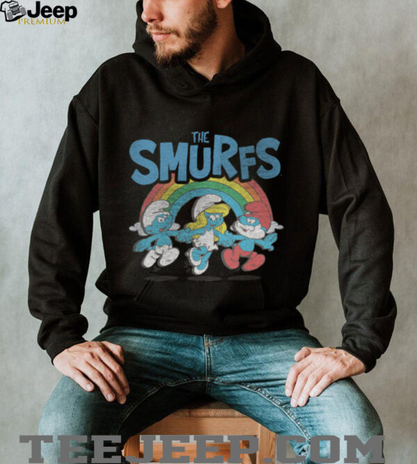 The Smurfs Vintage Rainbow With Characters Cartoon Shirt