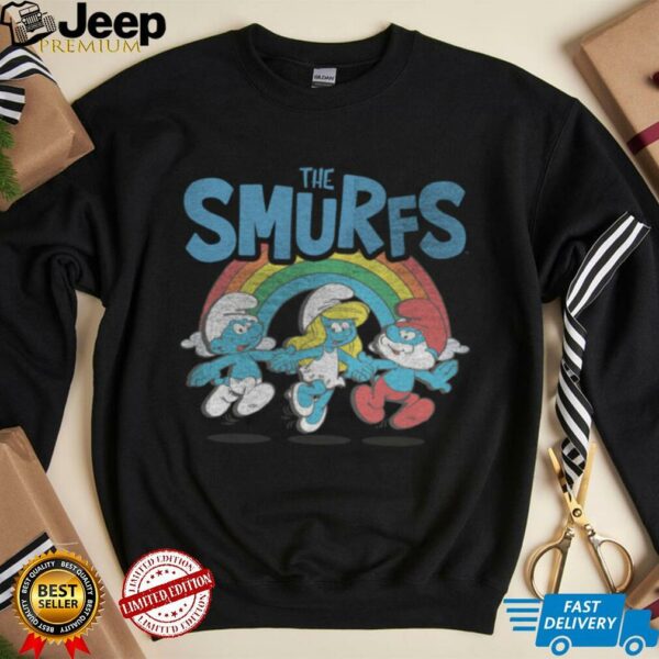 The Smurfs Vintage Rainbow With Characters Cartoon Shirt