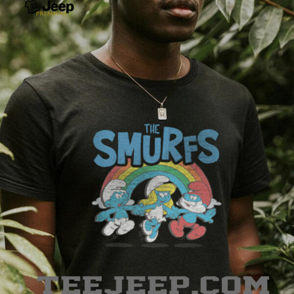 The Smurfs Vintage Rainbow With Characters Cartoon Shirt