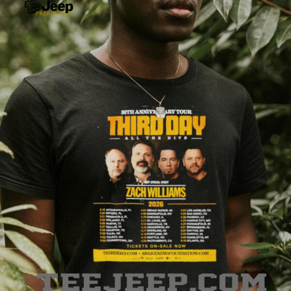 Third Day Zach Williams All The Hits 30th Anniversary Tour 2026 Poster Shirt