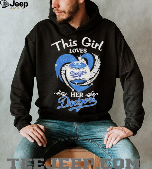 This girl love Los Angeles Dodgers baseball heart diamond shirt