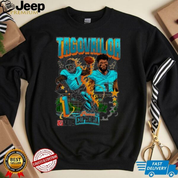 Tua Tagovailoa #1 Miami Dolphins Football flames comic shirt