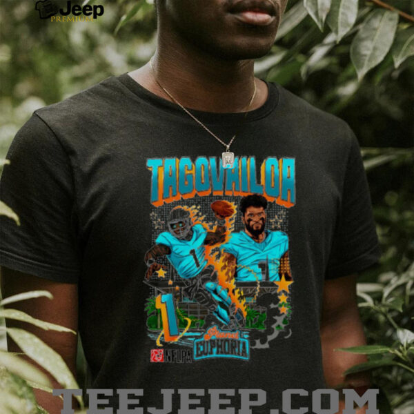 Tua Tagovailoa #1 Miami Dolphins Football flames comic shirt