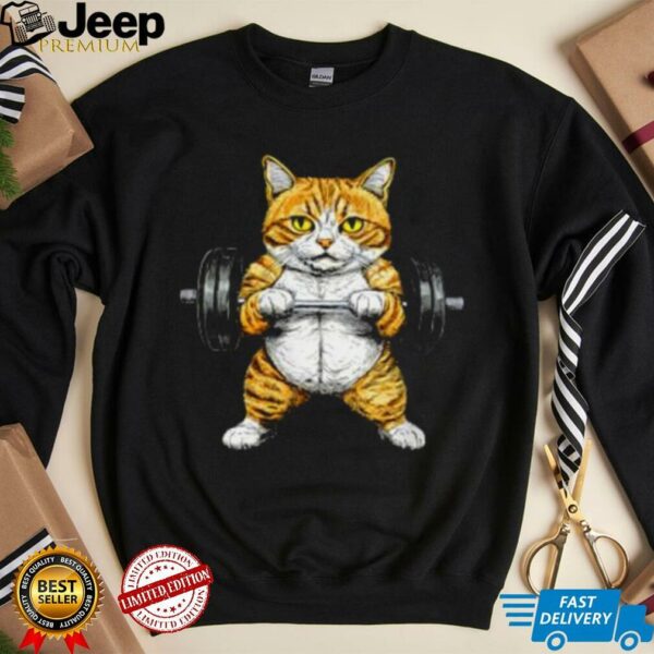 Womens Fitness Cat V Neck Shirt