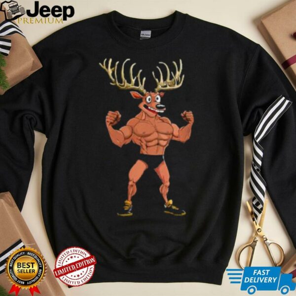 Womens Sport Animals Deer V Neck Shirt