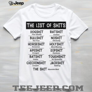 Womens The List of Shits