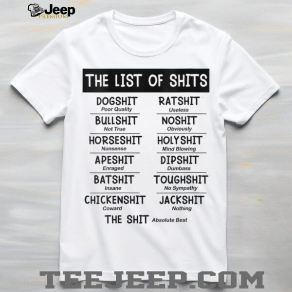 Womens The List of Shits