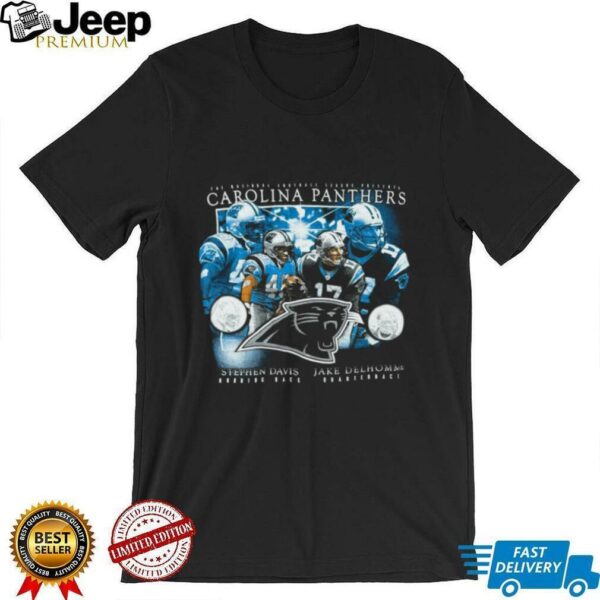 00’s Carolina Panthers Jake Delhomme Stephen Davis Vintage Black Star Players NFL Shirt