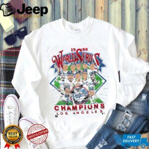 1988 Los Angeles Dodgers World Series Champions Vintage White Salem Sportswear MLB Caricature Shirt
