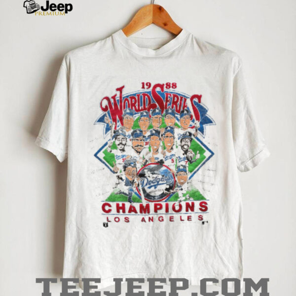 1988 Los Angeles Dodgers World Series Champions Vintage White Salem Sportswear MLB Caricature Shirt