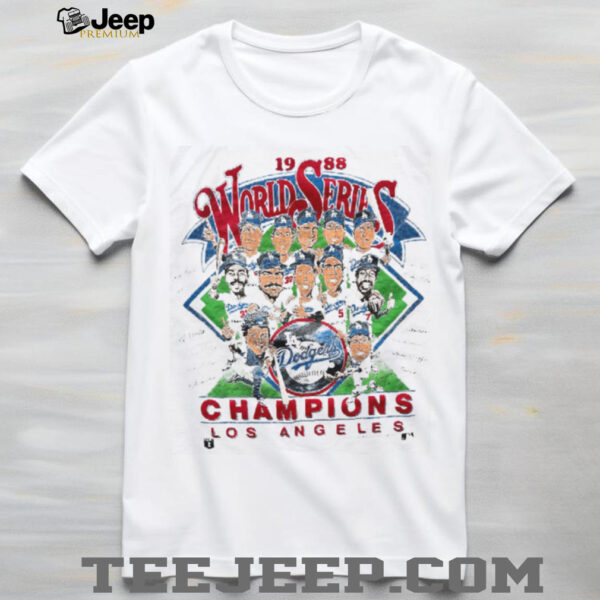 1988 Los Angeles Dodgers World Series Champions Vintage White Salem Sportswear MLB Caricature Shirt