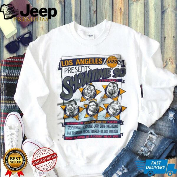 1990 Los Angeles Lakers Vintage White Nutmeg Mills “Showtime 90” Movie Poster Inspired NBA Shirt