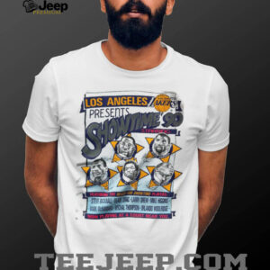 1990 Los Angeles Lakers Vintage White Nutmeg Mills “Showtime 90” Movie Poster Inspired NBA Shirt