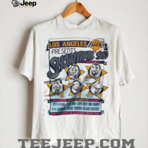 1990 Los Angeles Lakers Vintage White Nutmeg Mills “Showtime 90” Movie Poster Inspired NBA Shirt