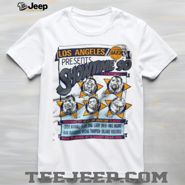 1990 Los Angeles Lakers Vintage White Nutmeg Mills “Showtime 90” Movie Poster Inspired NBA Shirt