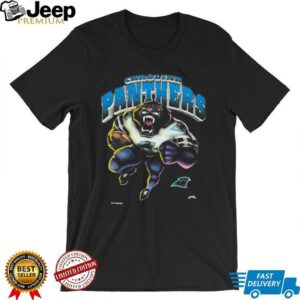 1993 Carolina Panthers Vintage Faded Black Nutmeg Mills Roaring Cartoon Panther NFL Shirt