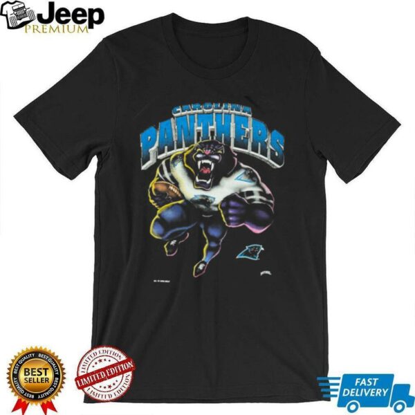 1993 Carolina Panthers Vintage Faded Black Nutmeg Mills Roaring Cartoon Panther NFL Shirt