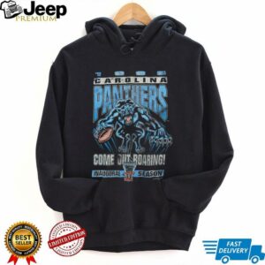 1995 Carolina Panthers Vintage Faded Black Inaugural Season Come Out Roaring Starter NFL Shirt