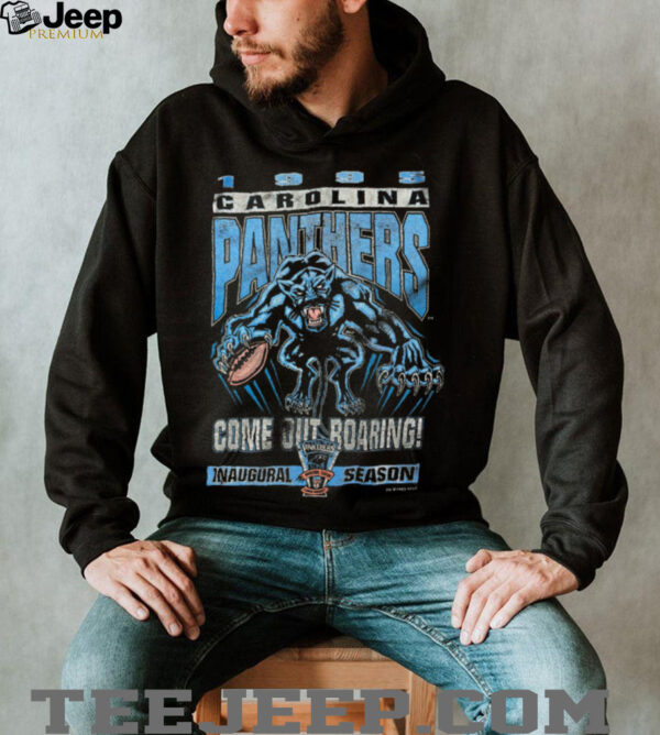 1995 Carolina Panthers Vintage Faded Black Inaugural Season Come Out Roaring Starter NFL Shirt