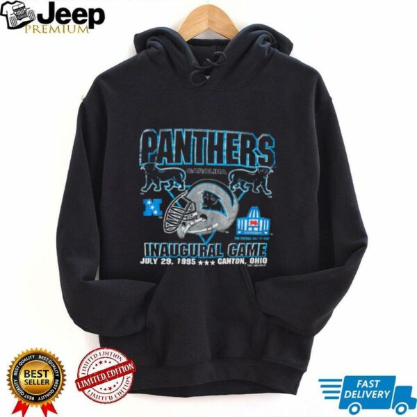 1995 Carolina Panthers Vintage Logo 7 Inaugural Season Hall of Fame Game Full Alternate Cat Logo NFL Shirt