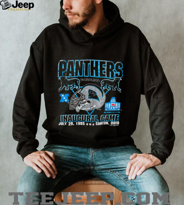 1995 Carolina Panthers Vintage Logo 7 Inaugural Season Hall of Fame Game Full Alternate Cat Logo NFL Shirt