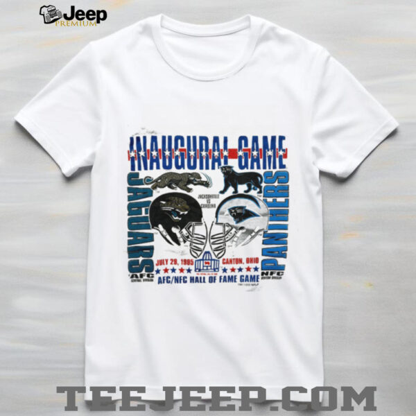 1995 Carolina Panthers vs. Jacksonville Jaguars Vintage Heather Grey Logo 7 Inaugural Game Hall of Fame Game NFL Shirt