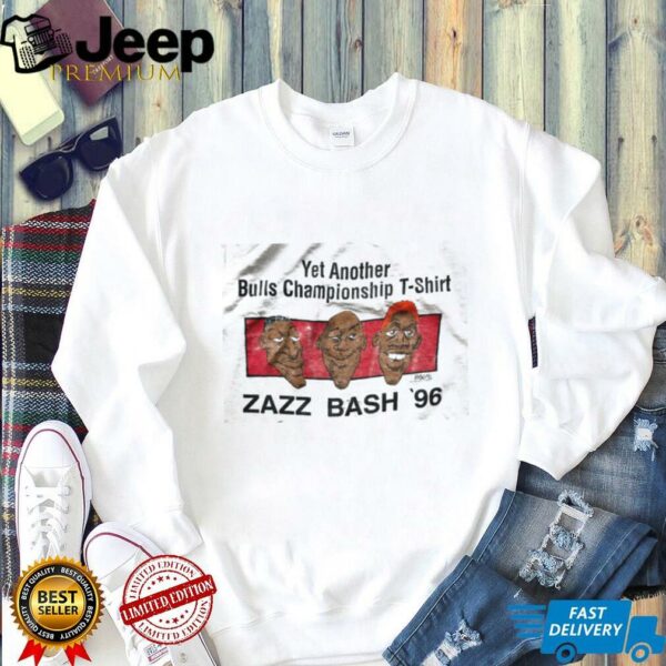 1996 Chicago Bulls “Yet Another Bulls Championship T Shirt” Zazz Bash Pippen, Jordan & Rodman Distressed Caricature NBA Shirt