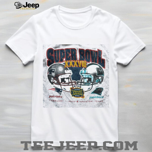 2004 Carolina Panthers vs. New England Patriots Super Bowl XXXVIII Vintage Grey NFL Shirt
