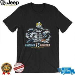 2016 Carolina Panthers vs. Denver Broncos Super Bowl 50 Helmet Match Up Faded Black NFL Shirt