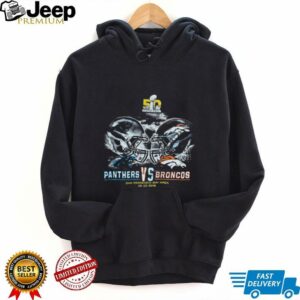 2016 Carolina Panthers vs. Denver Broncos Super Bowl 50 Helmet Match Up Faded Black NFL Shirt