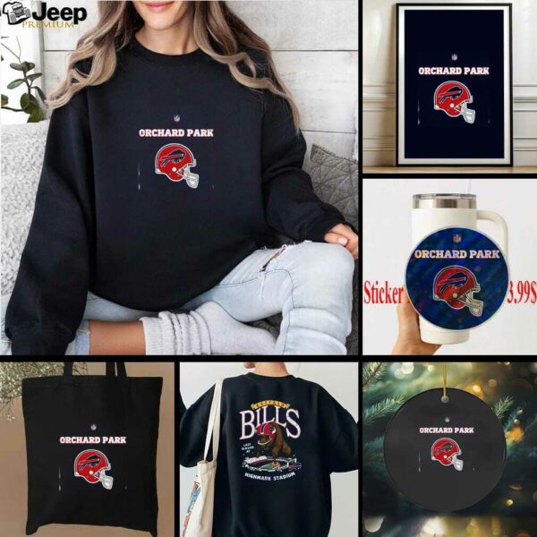 2025 Buffalo Bills Red Helmets Orchard Park Highmark Stadium 2 sided t shirt